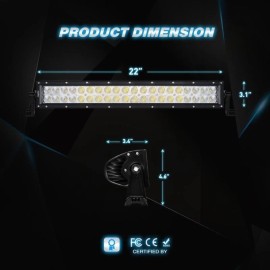 Nilight 22" 120W Spot Flood Combo LED Light Bar 2x18W Spot Lights Wiring Harness