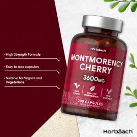 Montmorency Cherry Capsules 3600mg | 200 Count | Tart Cherry Extract | Vegan Concentrate | by Horbaach