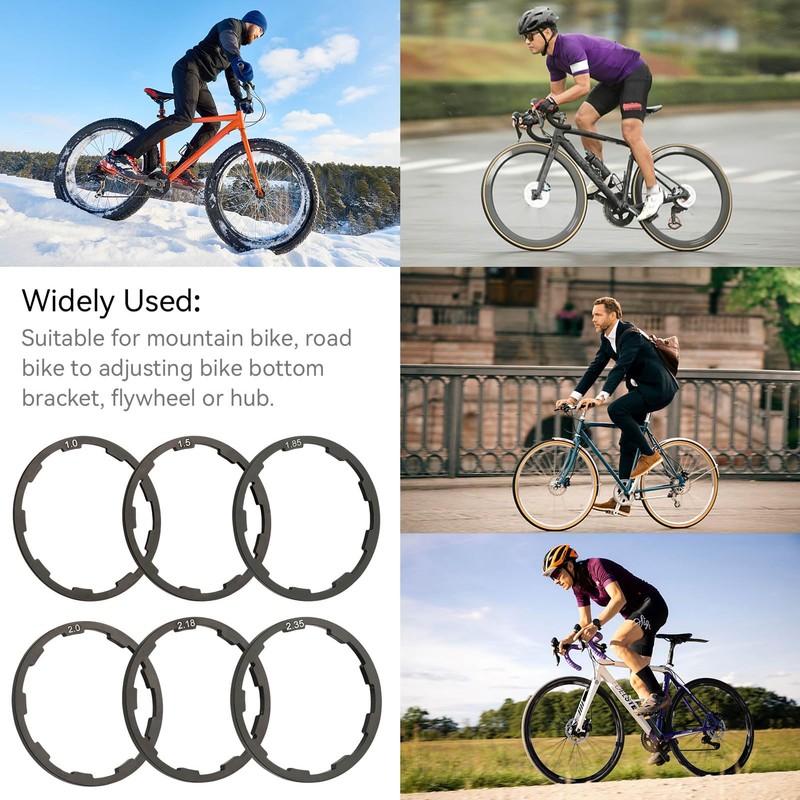 6Pcs Bicycle Flywheel Hub Washer Spacer Cassette Gasket, Aluminum Alloy