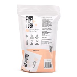 MightyGood. Wipe That Tush On-The-Go Flushable Wipes - 1 pack, 30 individually Wrapped Wipes, Fragrance Free - Extra Large & Soft - Hypoallergenic & Fragrance Free With Aloe & Vitamin E - Plant-Based