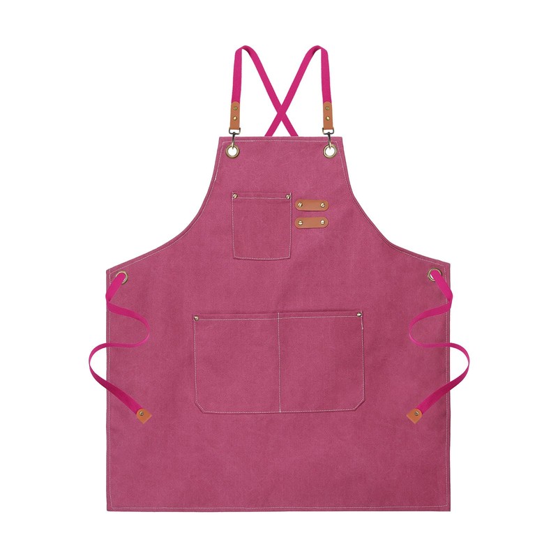 sourcing map Canvas Chef Aprons 75x69cm Adjustable Strap Cross Back