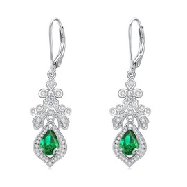 Althum Gemstone Earrings for Women 925 Sterling Silver 6 mm x 8 mm Pear Cut Birthstone Earrings, Sterling Silver