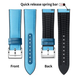 BINLUN Nylon Silicone Watch Bands 18mm 19mm 20mm 21mm 22mm Quick Release Canvas Rubber Hybrid Watch Strap Replacement Watchband for Men Women 9 Colors Silver/Black Buckle(Light Blue-Silver,22mm)