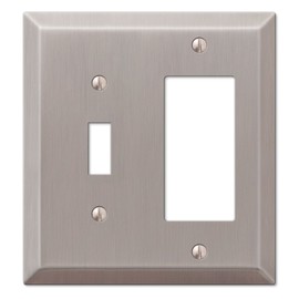 AMERELLE 163TRBN Century Single Toggle/Single Rocker Steel Wallplate in Brushed Nickel