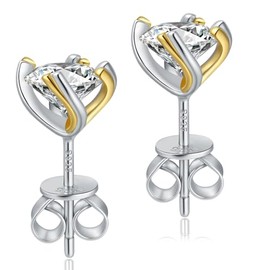 Moissanite Stud Earrings for Women 925 Sterling Silver Stud Earrings18K Gold Plating Simulated Diamond Moissanite Earring Studs for Men Birthday Gifts for Women Men(1CT*2)