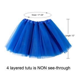 Jastore Girl Tutu Skirt 4 Layers Tulle Tutus for Little Girls Fluffy Ballet Dress Up for Toddler Kids Children for Party, Satin Royal Blue, 2-8 Years