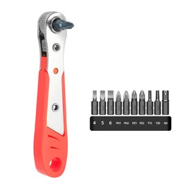 Mokaskaidj 110 mm 1/4 ratchet wrench, magnetic, mini ratchet screwdriver set with 10 bits, reversible screwdriver for gadgets, cars, houses, machines and other devices