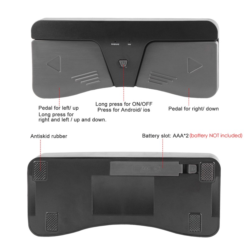 Intelligent Wireless BT Page Turner Pedal Compatible with iOS and