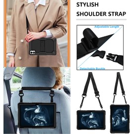 Doemoil Case for Vortex ZTAB10/Vortex T10M PRO 10.1 inch Tablet Hybrid Shockproof Firendly Case Built in Kickstand Shoulder Strap for Vortex ZTAB 10/Vortex T10M PRO 10.1 inch Tablet (Black/Black)