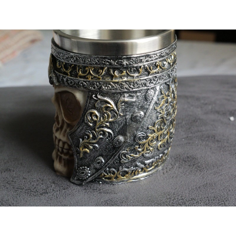 Tattva Tactical Skull Barrel Mug Rustic Medieval Feast 550ML Stainless