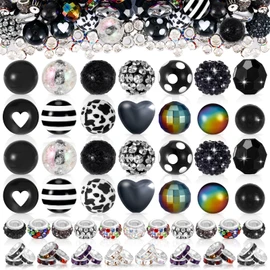 Wurosi 112 Pcs Beads for Pens, Spacer Beads, Chunky Bubblegum Bead, Rhinestone Bead for DIY Beadable Pen Jewelry Making