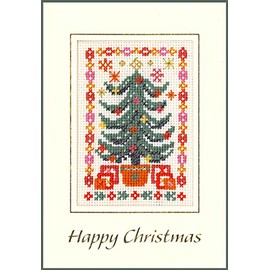 Christmas Tree Card - Complete Cross Stitch kit on 14 aida with Clear Colour Chart