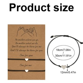 LuLiyLdJ 1 Piece Bracelet Set Friendship Bracelet Matching Heart Bracelet Jewelry Birthday Gift for Mom Daughter Friends, black nylon rope