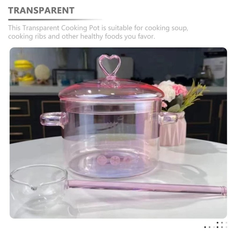 Vaguelly Glass Pot, Clear Glass Cooking Pot Saucepan with Lid,