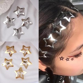 Pack of 20 Star Hair Clips, Mini Hair Clip, Silver and Gold, Star Hair Clip, Hair Accessories, Pentagram, Metal Snap Headpiece, for Children, Girls and Madame Hair Accessories