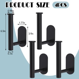 4 Pack Curtain Holdbacks, Metal Curtain Tiebacks, Self Adhesive No Drill Curtain Holders, L Shaped Curtain Hooks, No Drill Curtain Tie Backs for Home Office Decorative Curtain Decor (Black)