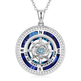 Gifts for Wife Girlfriend Birthday Anniversary Ideas for Women Sterling Silver Crystal Jewelry Birthstone Necklace for Mom Daughter on Christmas Birthday Valentine’s Day Mother’s Day March Aquamarine Blue