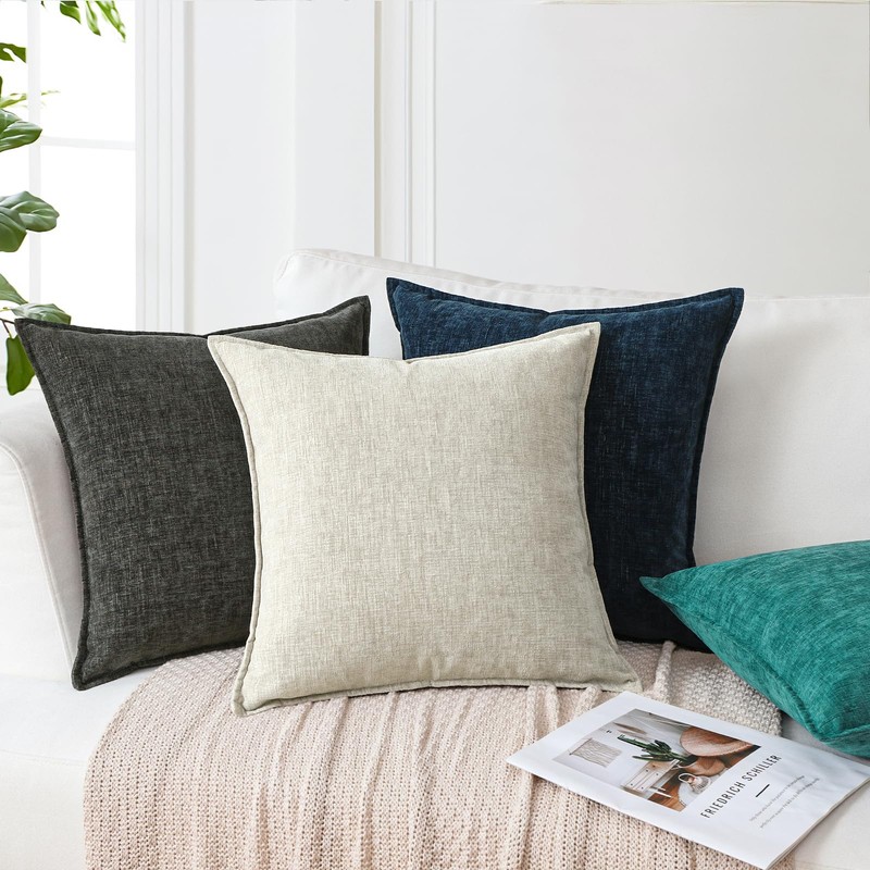 Sungeek Set of 2 Soft Chenille Cushion Covers 60x60cm Square