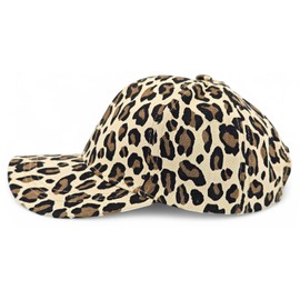 styleBREAKER Women's Baseball Cap with Leopard Pattern, Adjustable, 6-Panel Cotton Baseball Cap with Curved Peak, Breathable Animal Print Cap for Leisure, Sports, Summer, beige, Unit size