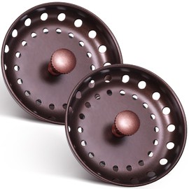 Retisee 2 Pcs Kitchen Sink Stopper Strainer Stainless Steel Drain Strainers for Universal 3-1/2 Inch Kitchen Sink Drain Replacement(Oil Rubbed Bronze)