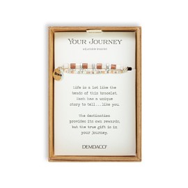 DEMDACO 1004670266 Your Journey Brave Tan and Cream Color 7 Inch Plus Extension Glass and Brass Metal Adjustable Boxed Layered Tile Bracelet