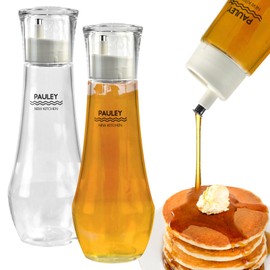 2 Pcs 8.8oz Syrup Dispenser Honey Pot with Lid Cup, Glass Honey Dispenser Jar, Automatic Reflux, Maple Syrup Dispenser, Honey Container, Honey Dispenser Jar for Home Kitchen Honey & Syrup Storage