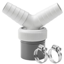 Washing Machine Waste Splitter, Dual Drain Hose Connector for Space-Saving Plumbing, 2 Stainless Steel Clamps Included, Compatible with Standard Washing Machine Drain Hose and Waste Pipe
