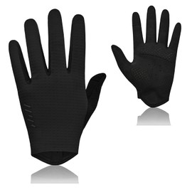 VXW Bike Gloves for Men Women Cycling - Full Finger with Reflective Strips &Anti-Slip Shock-Absorbing Pad for Bicycle/Mountain Bike/Workout/MTB/Gym (Black, Large)