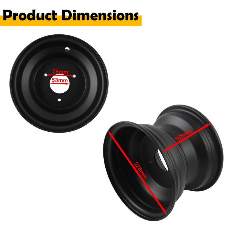 8" ATV Wheel Rim Compatible with 18x9.5-8 Tire 3 Lug