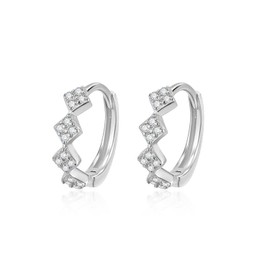 Women's Zircon 925 Silver Earrings, Hypoallergenic Hoop Earrings, Small Size, Simple, Ring, Mother's Day, Birthday, Anniversary, Silver, Created Zircon