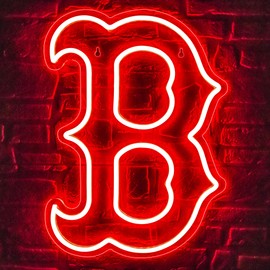 BOS or BRS Neon Sign for Wall Decor Baseball Neon Light for Man Cave or Garage Birthday Gifts for Men With Baseball Team Led Sign for Bar Party Dorm Office Wall Art Size16.1 * 11.4In(ZYLD061)