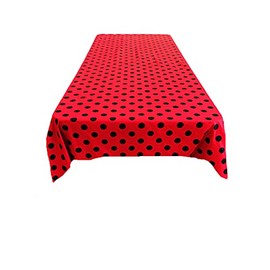 Backdrop King Inc, Square Polka Dot Poly Cotton Tablecloth. (Black Dot on Red, 45" x 45" Square)