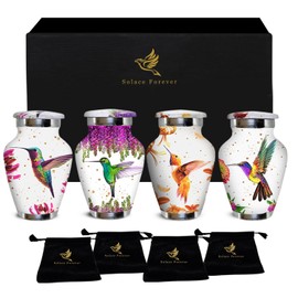 Mini urnas para cenizas humanas, pequeñas urnas para cenizas humanas, recuerdo para hombres y mujeres, juego de urna de colibrí hecho a mano, homenaje conmemorativo para seres queridos (azul real