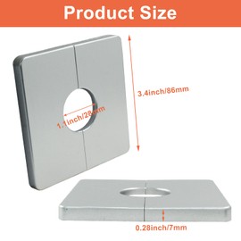 Waziaqoc 2 Pcs Wall Split Flange, ABS Square Self-Adhesive Escutcheon Plate Buckles for 1.04 Inch/26 mm Diameter Pipe, Silver