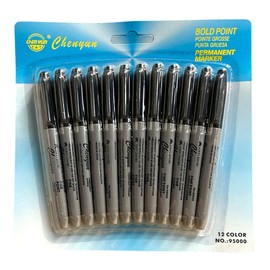 CRAVIING Permanent Markers – Pack of 12 - Perfect on Plastic, Wood, Stone, Metal and Glass, Marking, Colouring, Office School Supplies (Black)