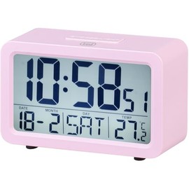 Trevi SLD 3P60 Digital Clock with Large Display with Backlight and Thermometer, Programmable Alarm Clock, Snooze and Timer Function, Pink