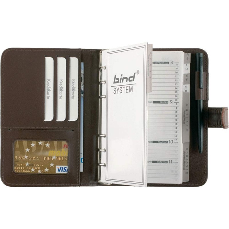 Bind 16601 - Systemplaner A6 aus FINEtouch-Lederimitat, Brauner Timeplaner, Mappe