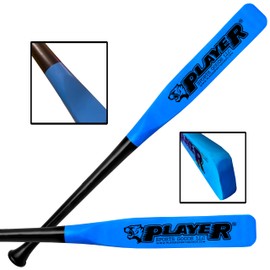 31" High-Grade Pro Maple Flat Half Paddle Training Baseball & Softball Bat in 31"/20 oz/Flat Barrel:2.50" for Professional Players in Sky Blue & Black by Player Sports Goods LLC