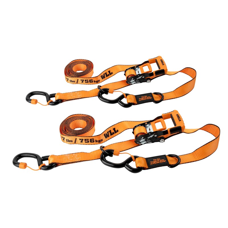 Gorilla Ratchet Tie Down Straps (2Pack) 1.5in x 14ft -