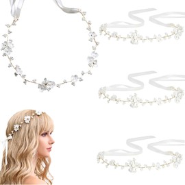 4 Pack Pearl Rhinestone Floral Headband for Wedding