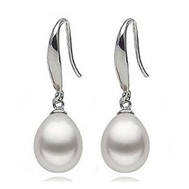 findout natural freshwater pearl 8-10mm pendant necklace. for women girls wedding party(332) (drop earring 1)