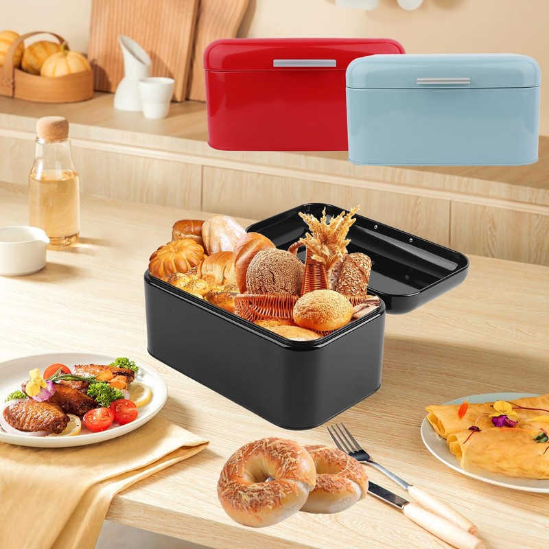 Retro Metal Bread Box for Kitchen Counter - Large Capacity