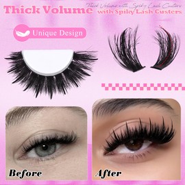 ALICE Lash Clusters Eyelash Clusters - Wispy Volume Eyelash Extensions with Spikes - 228pcs 10-18mm 100D Waterproof Individual Lashes for Dramatic Look and Customizable Styles