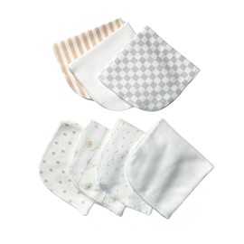 HAFY BABY 7-Pack Baby Washcloths – 100% Cotton Knit Soft Face Towels, 5 Patterned + 2 Solid, 20x20 cm Reusable Newborn Burp Cloths, Gift Box for Boys and Girls