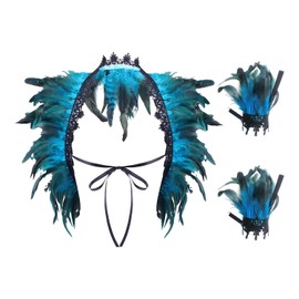 1 Feather Lace Shawl And 1 Pair Of Feather Wristbands, Dance Dressing Clothing, Ele Accessories, Retro Accessories, Women'S Clothing Accessories