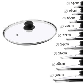 KADAX Glass Lid with Plastic Handle, Heat Resistant Lid for Pan, Pan with Steam Vent, Universal Lid in Various Sizes, Round, 24cm