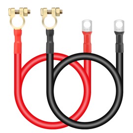Linkstyle 2PCS 20 Inch 2 AWG Battery Cables with 3/8" Ring Terminals & Battery Terminal Clamps, 50CM Heavy Duty Battery Inverter Wire Set for Marine, Solar Panels, Car, Truck, RV