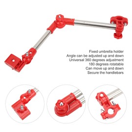 MOUMOUTEN Umbrella Holder - Stainless Steel Bicycle Umbrella Stand 360 Degree Rotating Outdoor Pram Shade Umbrella Holder for Bicycle Trolley Wheelchair (Red)