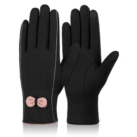 MELLIEX Women's Winter Touchscreen Gloves Elegant Suede Gloves Thermal Windproof Winter Gloves for Women Lady, black