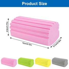 Pack of 4 Dust Sponge, Dump Duster, Water-Absorbing Dust Sponge, Reusable Damp Duster Sponge for Worktops, Dishes, Hobs, Floors, Sofas (Grey, Pink, Yellow, Green)